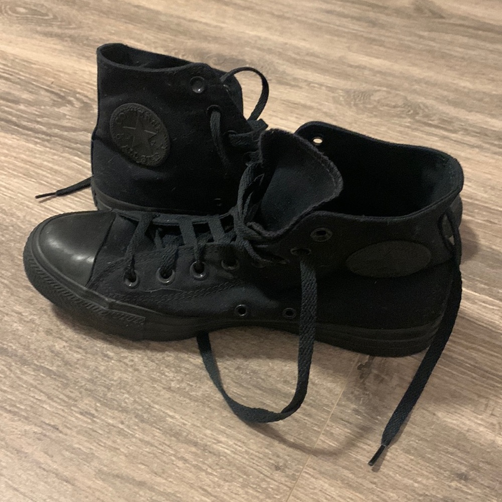 Converse all star black on black hi tops Women Size 9, Men size 7